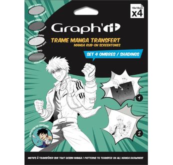 GRAPH'IT Trame Transfer Manga - Set de 4 ombres 16x16cm