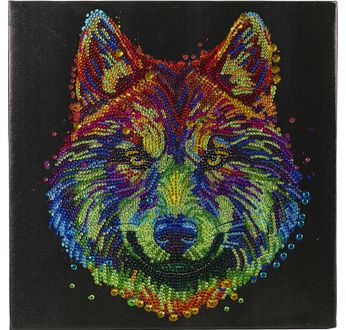 CRYSTAL ART Kit tableau broderie diamant 30x30cm Loup multicolore