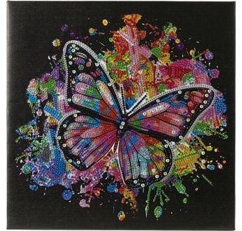 CRYSTAL ART Kit tableau broderie diamant 30x30cm Papillon multicolore