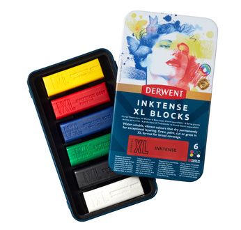 DERWENT - XL INKTENSE - boîte métal 6 blocs aquarellables assortis