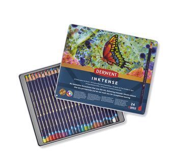 DERWENT - INKTENSE - boîte métal 24 crayons base encre aquarellables