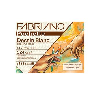 FABRIANO PAPIER BLANC -Pochette 24x32 cm -224 gsm -12 feuilles