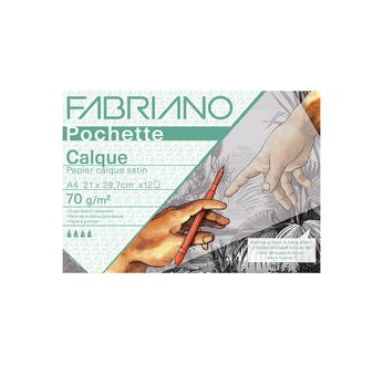 FABRIANO PAPIER CALQUE -Pochette 21x29,7 cm -70 gsm -12 feuilles