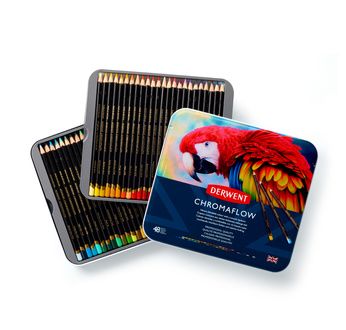 DERWENT - CHROMAFLOW - boîte métal 48 crayons de couleur assortis