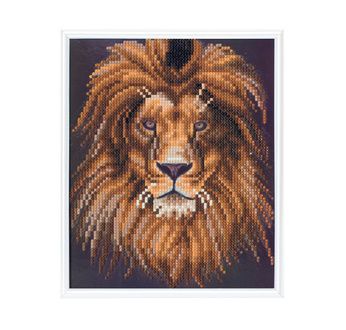 CRYSTAL ART Kit broderie diamant avec cadre blanc 21x25cm - Lion