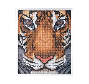 CRYSTAL ART Kit broderie diamant avec cadre blanc 21x25cm -Tigre