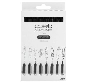 COPIC MULTILINER: set of 8 BLACK multiliners