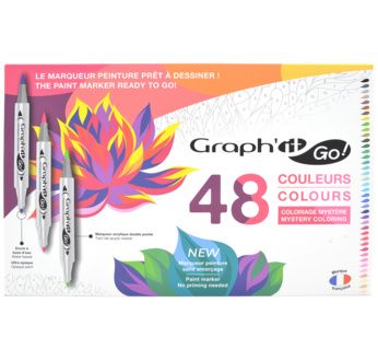 GRAPH'IT GO Set de 48 marqueurs acrylique Coloriage Mystère