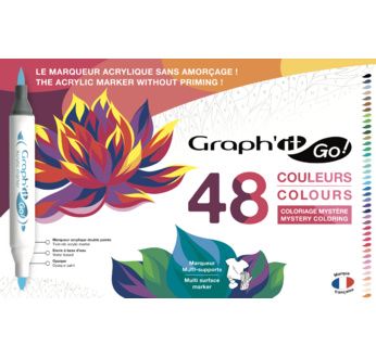 GRAPH'IT GO Set de 48 marqueurs acrylique Coloriage Mystère