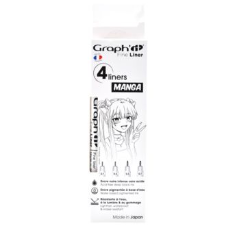 GRAPH'IT Set de 4 Fine Liners Noir - MANGA
