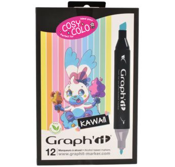 GRAPH'IT Set de 12 marqueurs - Kawaii