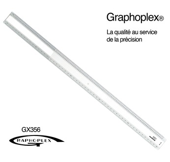 GRAPHOPLEX Ruler: transparent 50 cm; 4 mm thick; 2 bevelled & white opaque edges