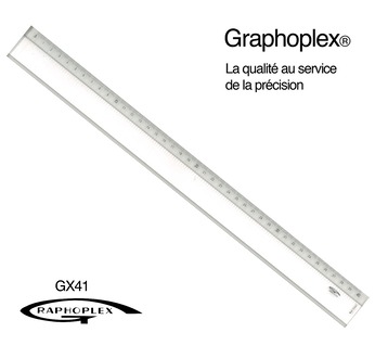 GRAPHOPLEX Ruler: transparent 40 cm; 4 mm thick with 1 bevelled edge