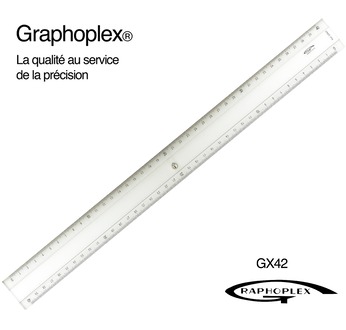 GRAPHOPLEX Ruler: transparent 40 cm; 4 mm thick with 2 bevelled edges