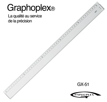 GRAPHOPLEX Ruler: transparent 50 cm; 4 mm thick with 1 bevelled edge