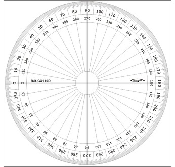 Protractor full circle- graduated in degrees 10 cm diameter