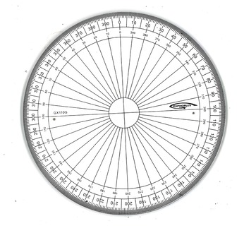 Protractor full circle- graduated in grades 10 cm diameter