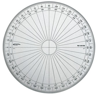 Protractor full circle- graduated in degrees 15 cm diameter