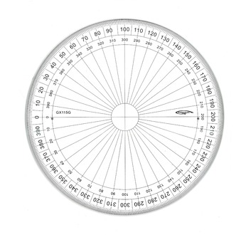 Protractor full circle- graduated in grades 15 cm diameter