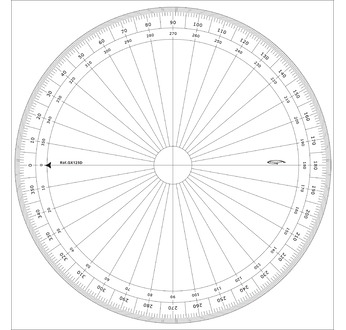 Protractor full circle- graduated in degrees 25 cm diameter