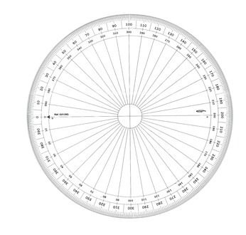 Protractor full circle- graduated in grades 25 cm diameter