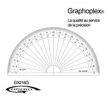 Protractor 1/2 cercle- graduated in grades - 16 cm diameter