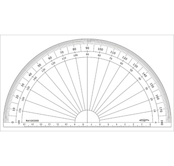 Protractor 1/2 cercle- graduated in degrees - 20 cm diam