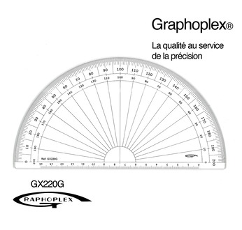 Protractor 1/2 cercle- graduated in grades - 20 cm diameter