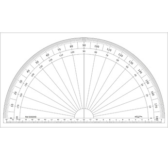 Protractor 1/2 cercle- graduated in degrees - 25 cm diam