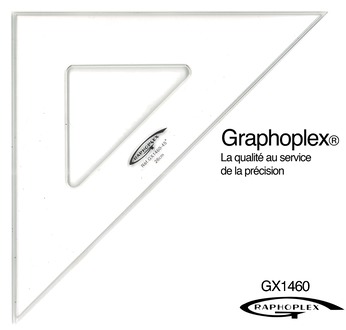 Set-square 45° with 3 stainless edges 26cm,  3mm thick