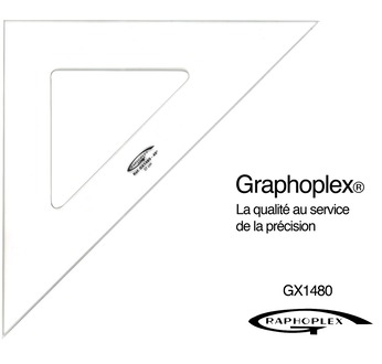 Set-square 45° with 3 stainless edges 37cm,  3mm thick