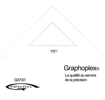 Set-square 45° with 3 straight edges 50cm,  3mm thick