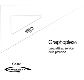 Set-square 60° with 3 sraight edges 26cm, 3mm thick