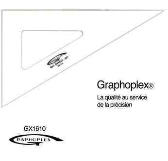 Set-square 60° with 3 stainless edges 26cm, 3mm thick