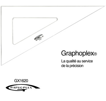 Set-square 60° with 3 stainless edges 32cm, 3mm thick