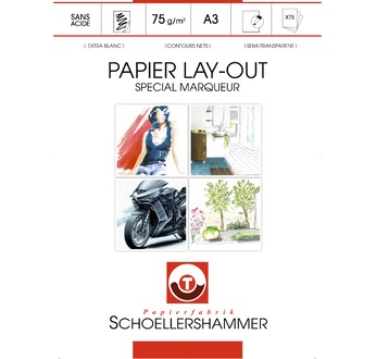 SCHOELLERSHAMMER layout paper block made for alcohol-based markers. 75g/m2 - 75 sheets A3