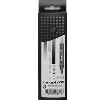 GRAPH'IT Set 3 marqueurs - Dégradé Black & White